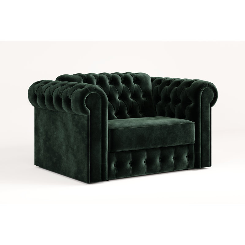 Jay-Be Chesterfield Snuggler Sofa Bed with E-Sprung Mattress - Luxe Velvet, Saffron
