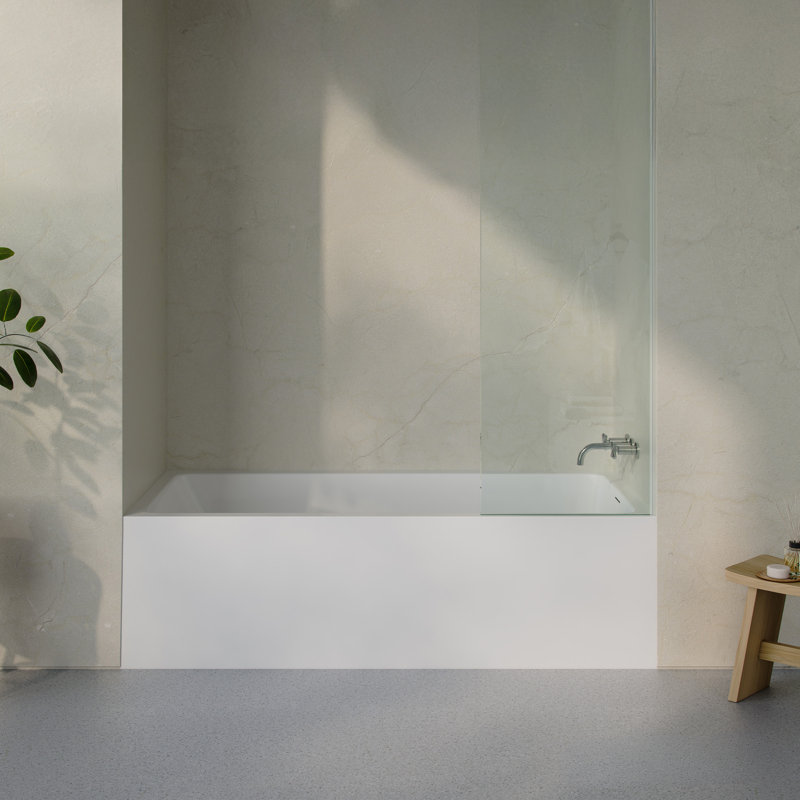 Baignoire de trempage en alcôve Voltaire 72 x 36 à jupe droite blanche avec drain Voltaire, Oui