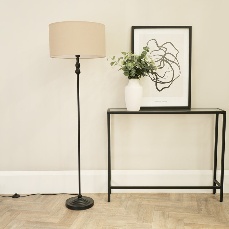 Reselva 151cm Traditional Floor Lamp, Natural, Black