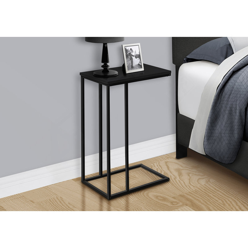 Table d'appoint, en forme de C, bout, côté, collation, stratifié, métal, contemporain, moderne, Noir