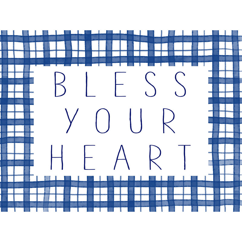 «Bless Your Heart Watercolor Plaid», reproduction sur toile tendue, L 48 po x H 36 po
