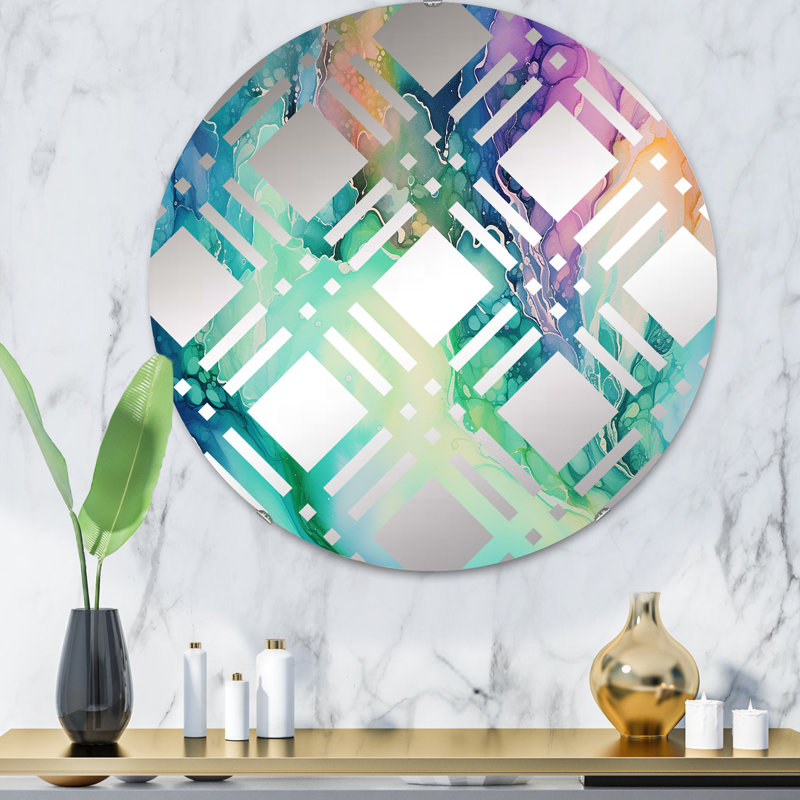 Miroir décoratif écossais liquide sarcelle Borealis MIR106520 C, 31,4 po x 31,4 po