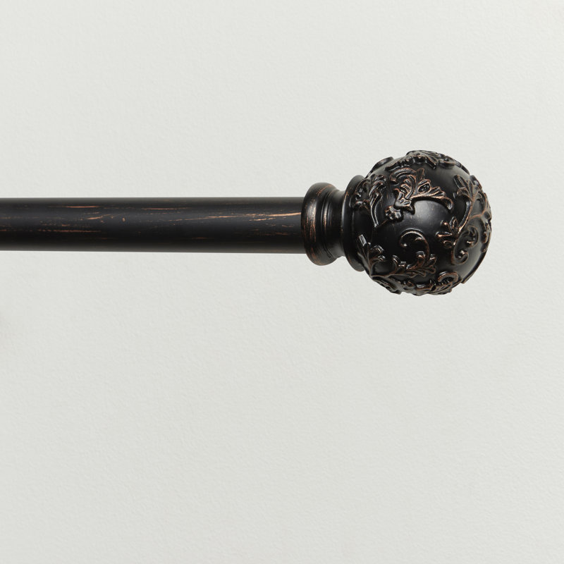 Jewett Exclusive Home Vine 1" Curtain Rod and Coordinating Finial Set, Adjustable, Oil Rubbed Bronze, 36" - 72"