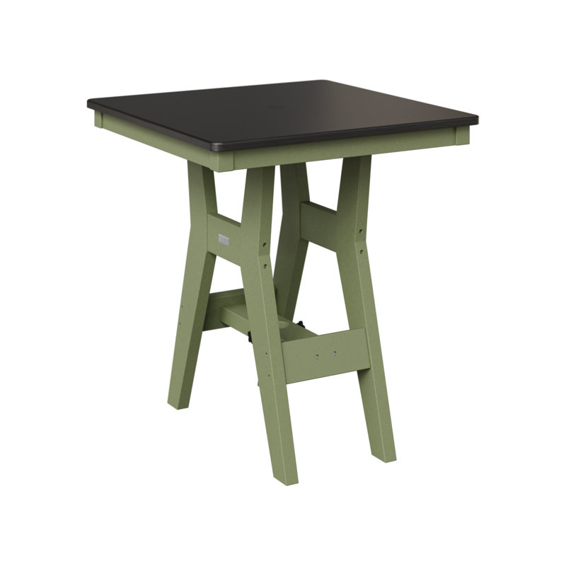Berlin Gardens Harbour 28″ Square Bar Table, 38.87" H x 28" W x 28" D, Hammered Top Black, Sage