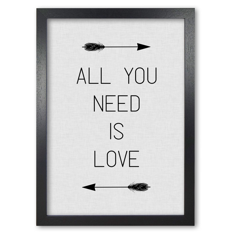 All You Need Is Love - Print, 30 cm H x 21 cm W x 5 cm D, Black Grain Frame