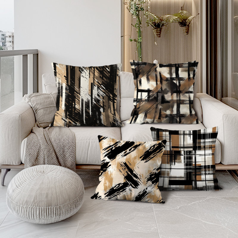 4 Pcs Abstract Stripes Pattern Decorative Pillow Covers