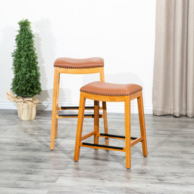 Tabouret de bar 30 po avec siège de selle en cuir reconstitué - Finition confortable durable Élégant et confortable