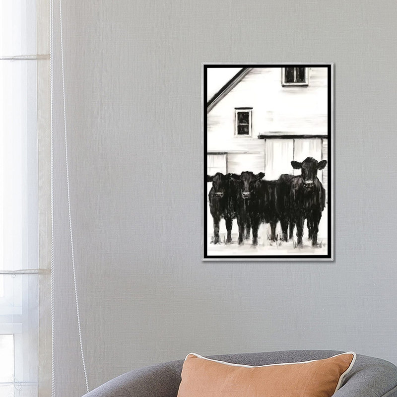 «Stand Around I» par Ethan Harper - reproduction d'art, H 26 po x l 18 po x 1,5 po, Toile avec cadre argenté, Pas de tapis