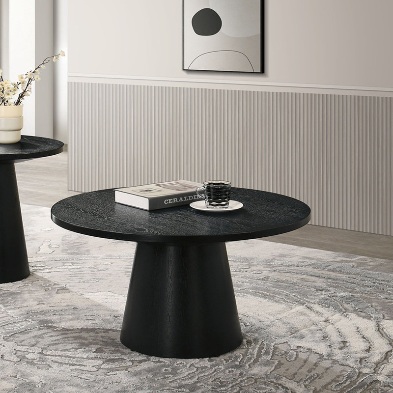 Modern Contemporary Style Round Coffee Table, Black