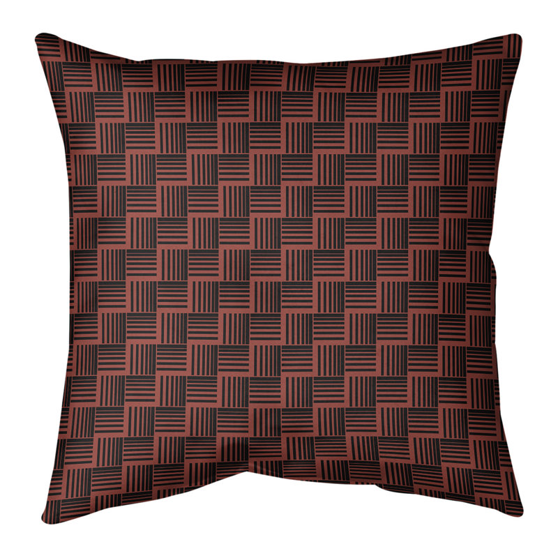 Rayures tressées Coussin décoratif, H 20 po x l 20 po, Duvet synthétique, Rouge
