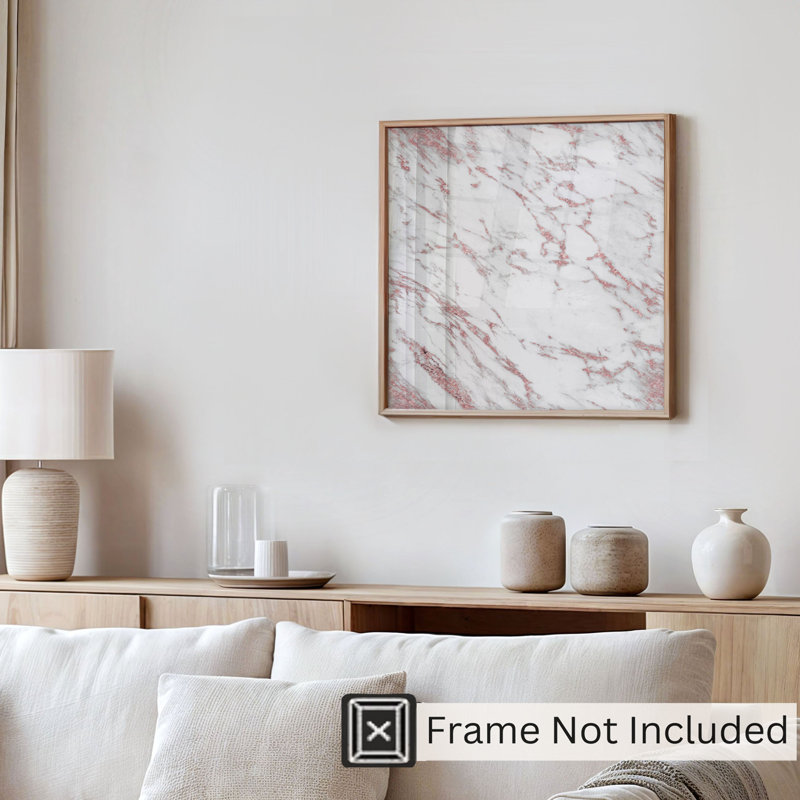 Impression abstraite abstraite moderne sur fond or rose, H 16 po x l 16 po