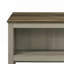 Table basse en chêne gris de 43 po avec tablettes ouvertes à l'avant et à l'arrière