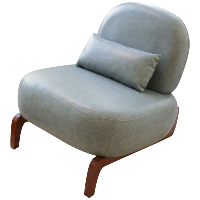Méridienne Mid-Century moderne avec base traîneau, Similicuir bleu