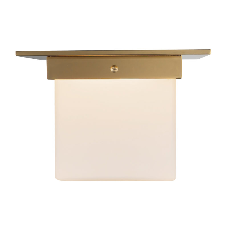 Mineral 8-in Brass Flush Mount, Brass, Opal Glass