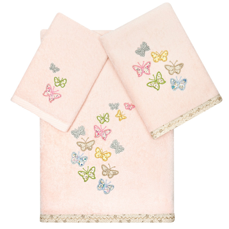  3 Piece 100% Turkish Cotton Towel Set, Blush