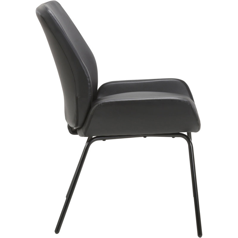 Black Bonded Leather Guest Chair with Metal Frame