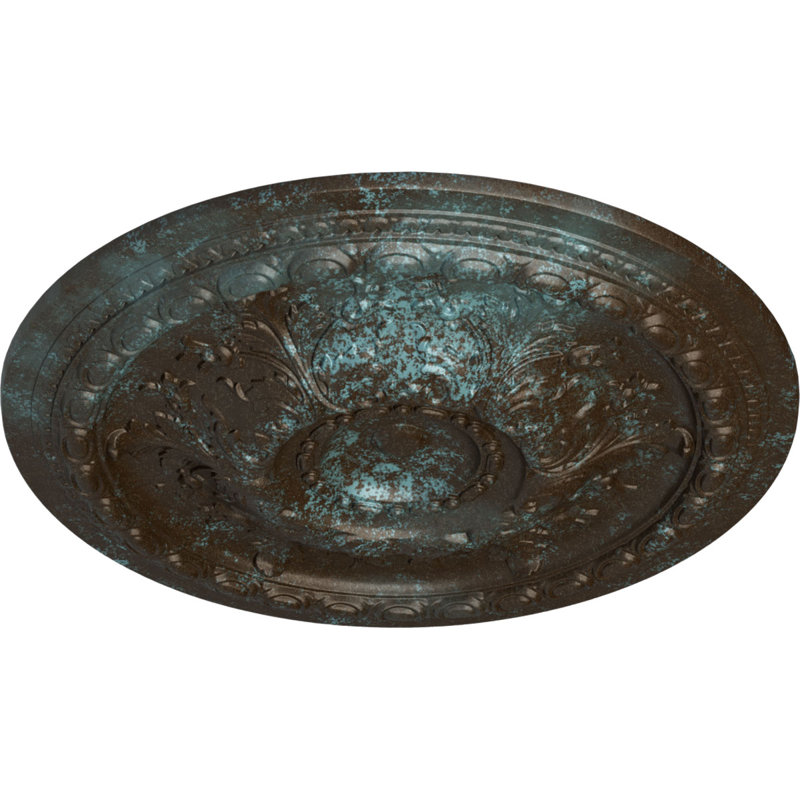 Endurathane Oslo Ceiling Medallion, 38 3/8"OD x 2 7/8"P (Fits Canopies up to 7 5/8"), Hand-Painted Bronze Blue Patina Finish