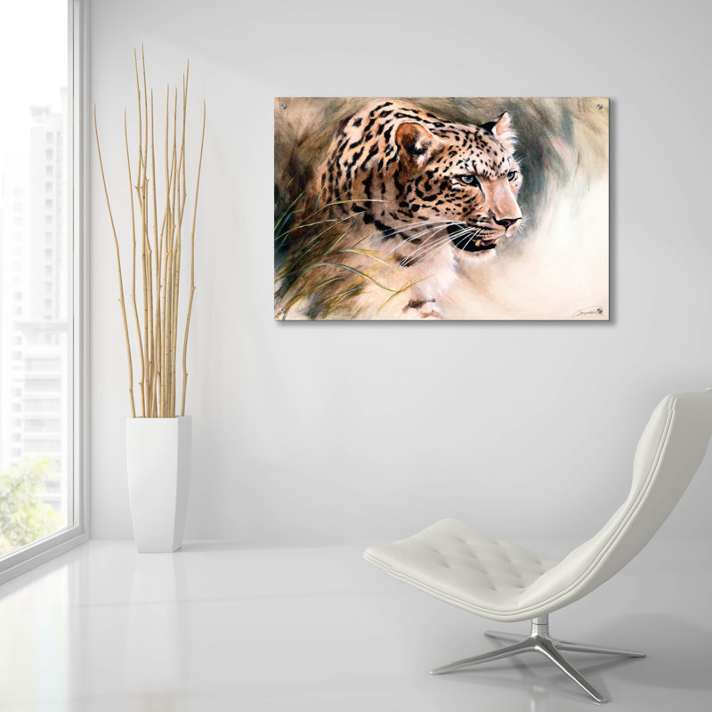 «Leopard's Lair» par Robert Campbell, art mural en verre acrylique, H 24 po x l 36 po x P 0,2 po