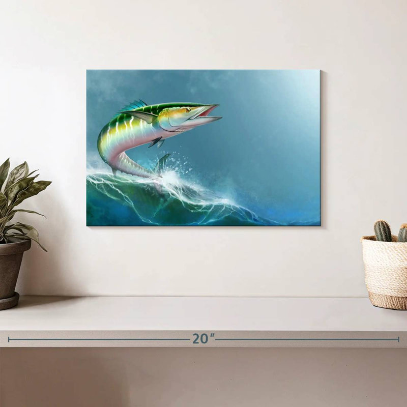 Wave Riding Wahoo Fish, 8" H x 12" W