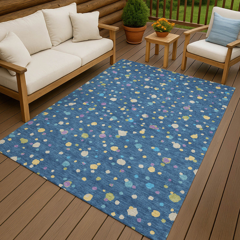 Machine Washable Indoor/Outdoor Chantille ACN2518 Geometric Rug, Navy, Rectangle 9' x 12'