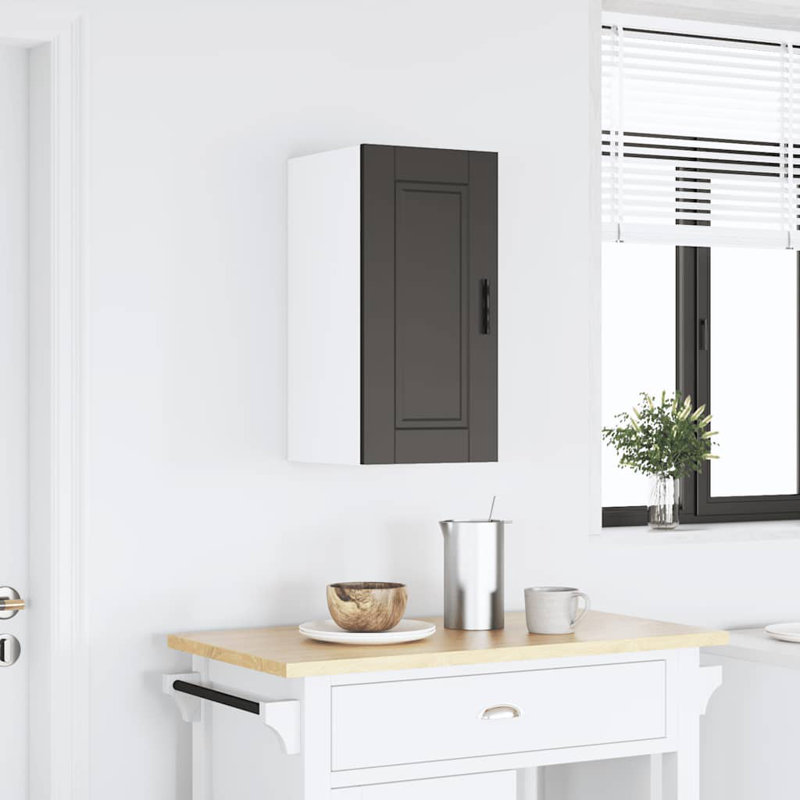 Latitude Run Kitchen Corner Base Cabinet Porto Smoked Oak Engineered Wood, Black