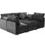 Canapé d'angle en U ou en L de 220 cm avec repose-pieds amovible et deux ports, noir, siège confortable en chenille, structure, coussins amovibles, chargement modulaire, chenille, mousse haute densité, ergonomique