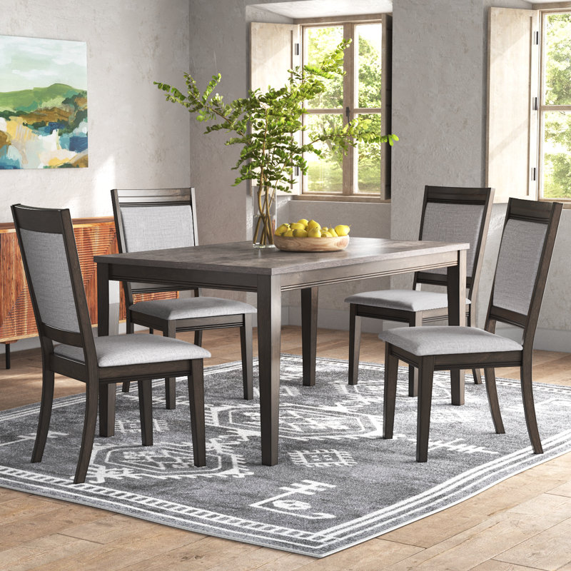 Ensemble de table de salle à manger rectangulaire 4 personnes Kenya avec chaises rembourrées