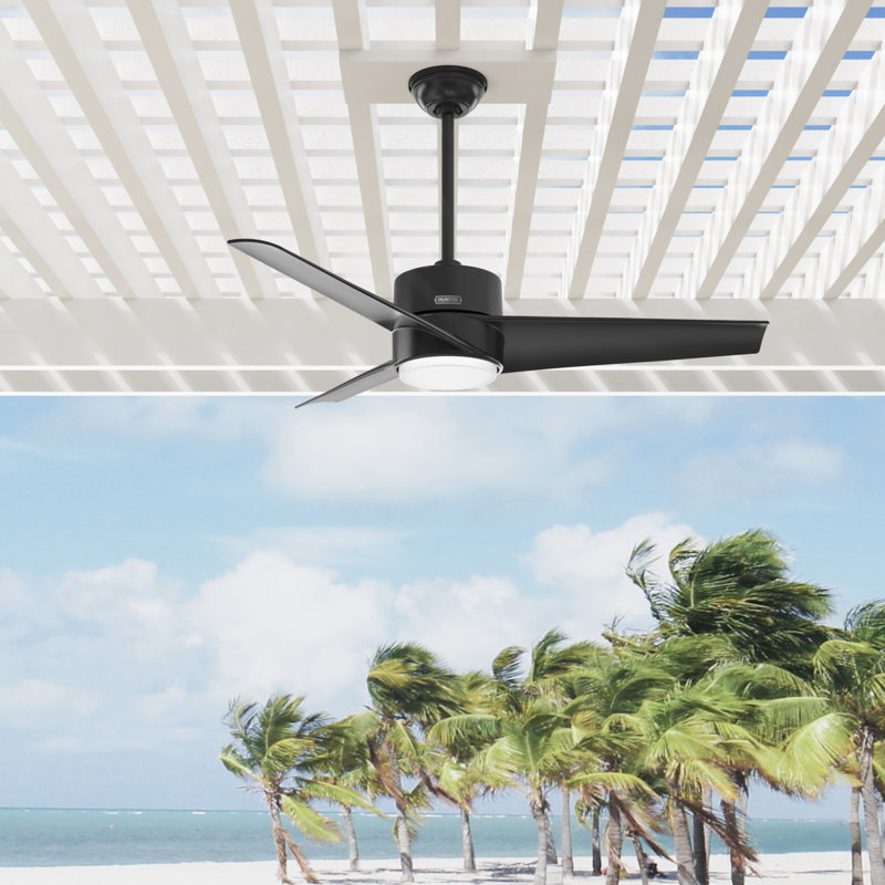 54" Surge 3 - Blade LED Indoor Outdoor WeatherMax Ceiling Fan With Wall Control and Light Included, Matte Black