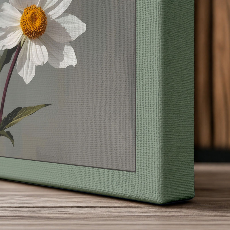 Daisies and Wanderer Botanical - Wrapped Canvas, 24x16 - 61.0 x 40.6 cm, Sage Border
