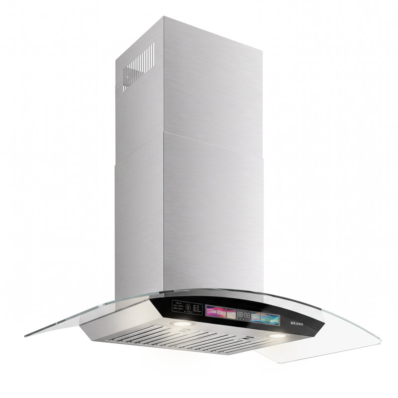 Hotte de cuisine à hotte murale 36 pouces en acier inoxydable 900cfm avec 2 lumières DEL
