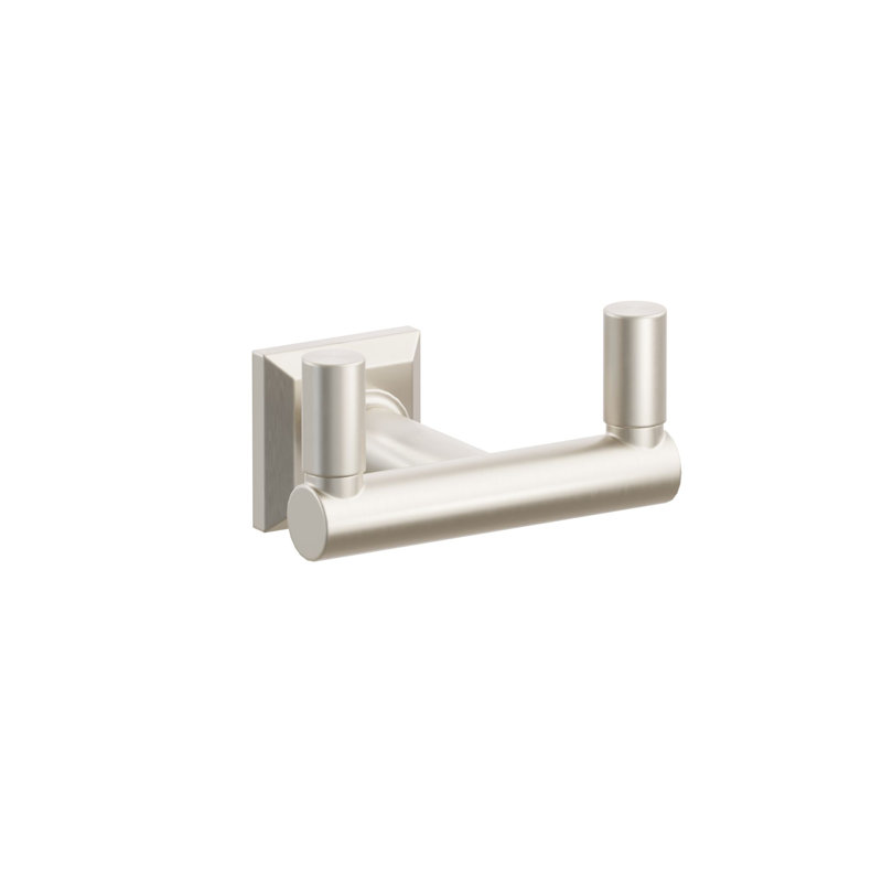 Emtek Select Double Hook w/ Chamfered Square Rosette, Round Stem & Smooth Tip, Satin Nickel