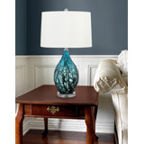 Sassari 28" Teal and Black Fused Glass Table Lamp