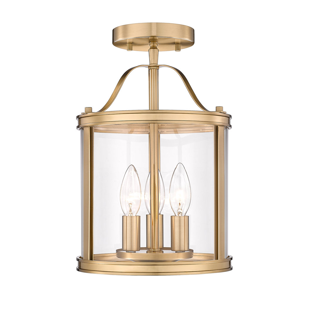 8.75" 3-Light Dimmable Flush Mount with Glass Everly Quinn Fixture 