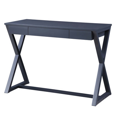 Nalo Charcoal Finish Console Table With X-Shape Base And Spacious Drawer, Perfect For Modern Entryways And Living Rooms.