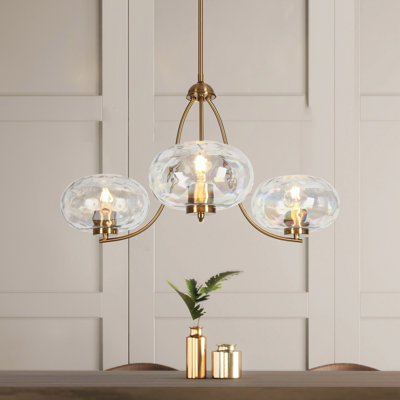 Lustre à 3 lumières à intensité variable avec verre arc-en-ciel Mourine