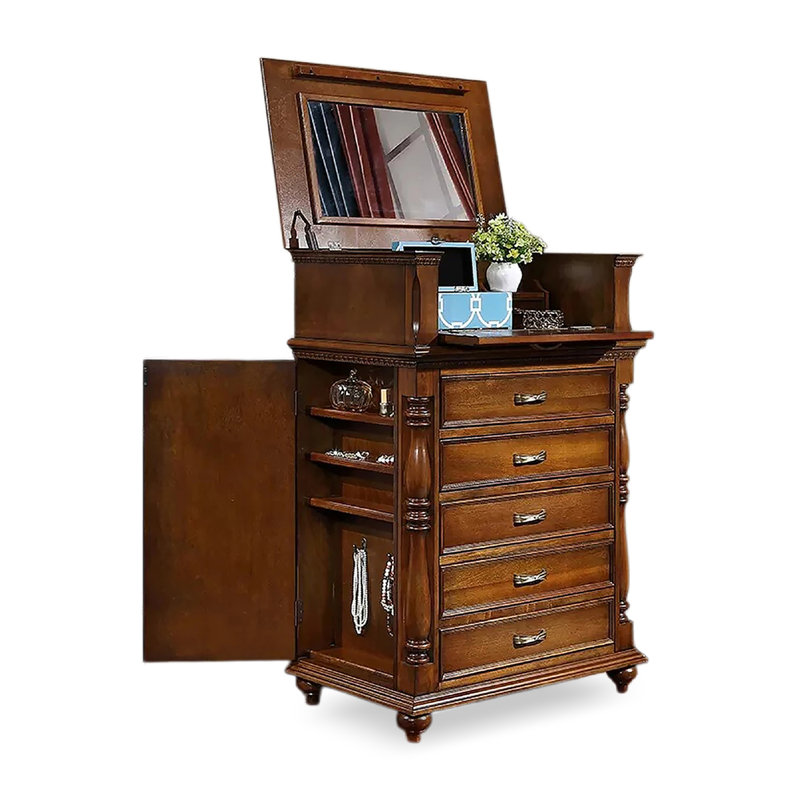Traditional Freestanding Jewellery Storage Cabinet with Side Compartment