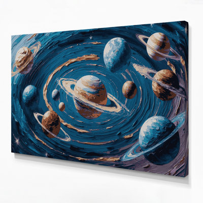 SciFi Solar system planetary alignment Gray Canvas Wall Art