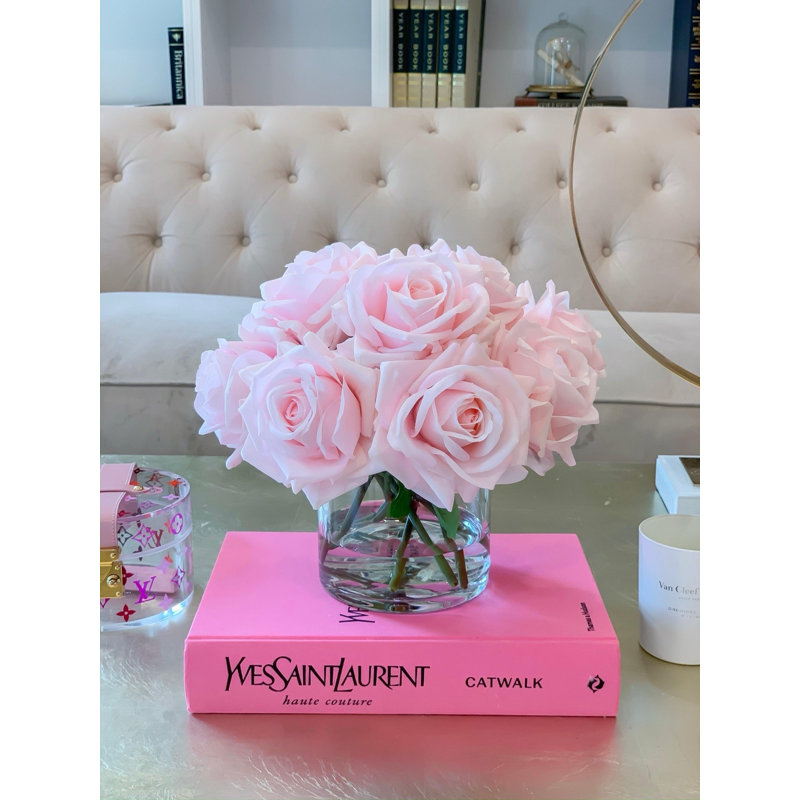 Rose Faux Floral in Vase, Pink