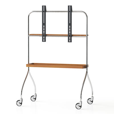 70 Inch Tv Stand, Brown Movable Cabinet, 360 - Degree Spin, 4 Gear Adjustable, Open Shelves, Metal And Ash Wood, American Traditional Style For Office Use 60 69 Floor Standing, & Design