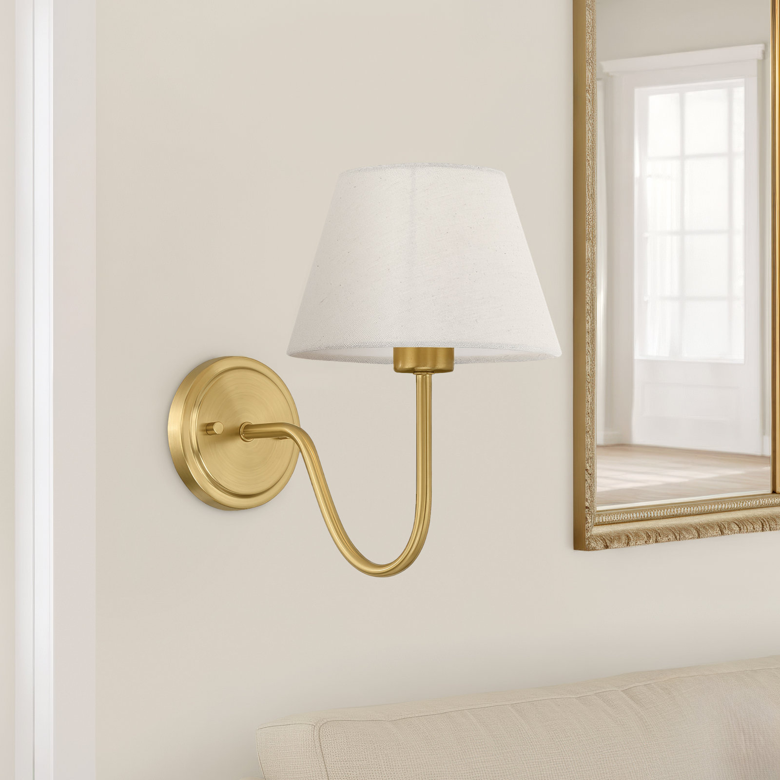 Beacon Single Light Brass Armed Sconce, Gold