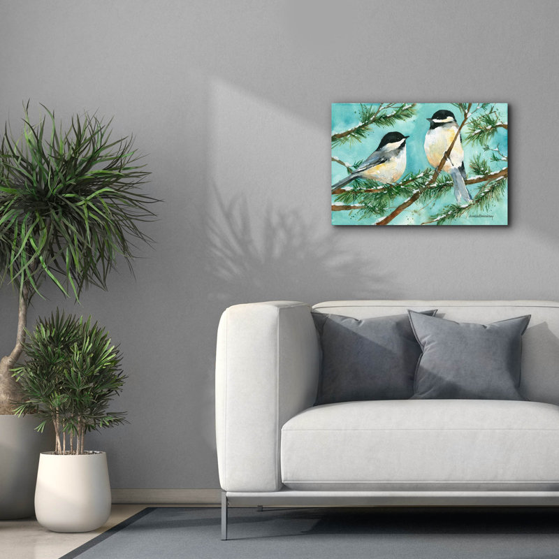 Art mural sur toile, "Chickadee Chat" par Annelein Beukenkamp, H 18 po x l 26 po x P 0,75 po