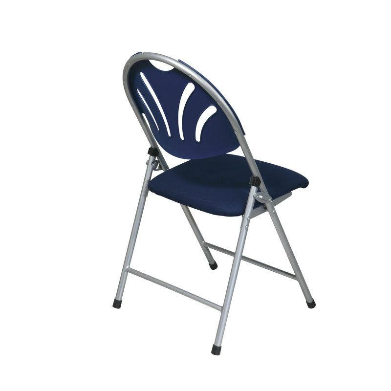 Fabric Padded Office Folding Chairs Folding Chair Set, Silver/Blue