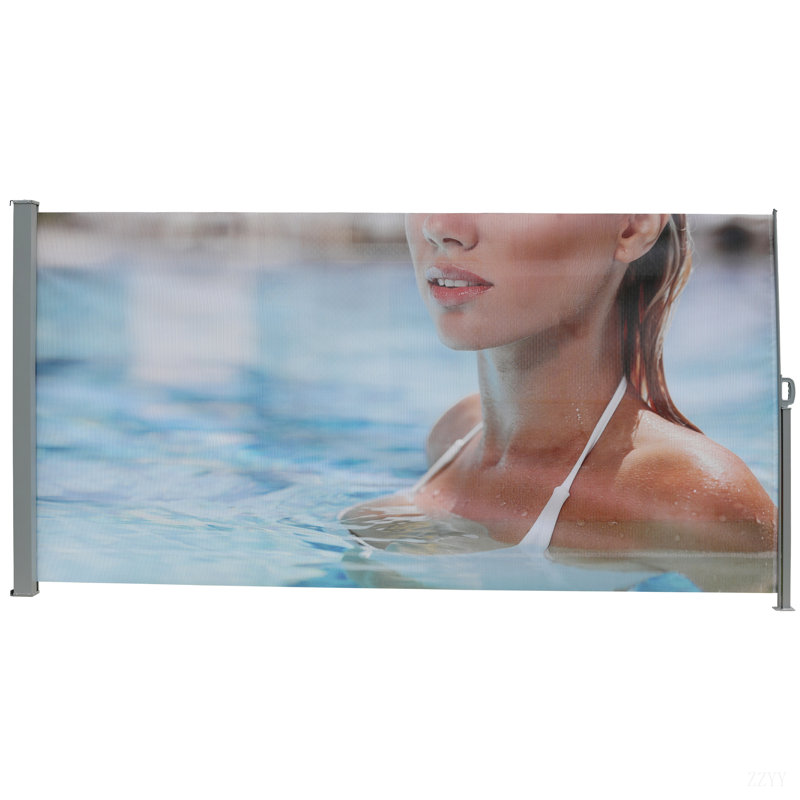 71"X138" Retractable Side Awning Screen, Semi-Transparent With UV Printing,UPF50+, Ideal For Blocking Dust,Sunshine And Wind, Creating Private Space For Garden,Balcony And Swimming Pool.