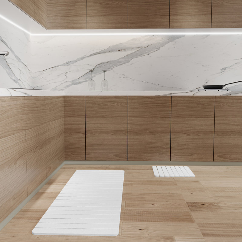 Ensemble de tapis de cuisine à séchage rapide Diatomite, White