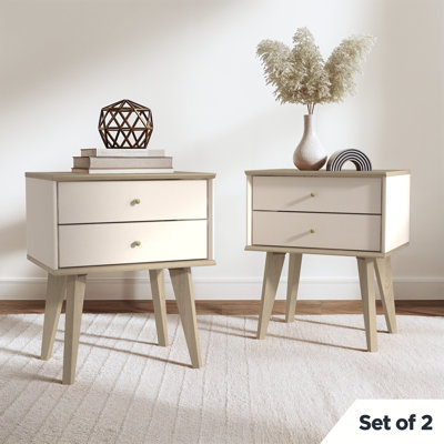  Branquinha 22" H Mid Century 2 Drawer Nightstand (Set of 2)