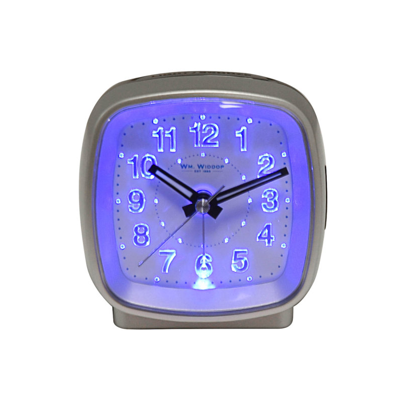Quartz movement / Crystal Alarm Tabletop Clock in Silver