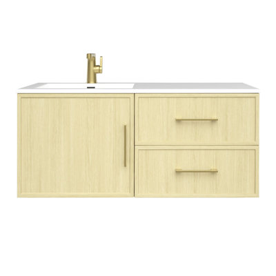 Meuble-lavabo mural simple 42 po avec plateau en marbre de culture et lavabo intégré Razza