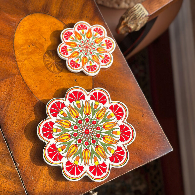 Red Tulips Large Ceramic Trivet for Hot Dishes