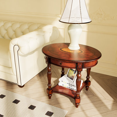 Bunnlevel 24" Tall Oval Wood End Table with Storage