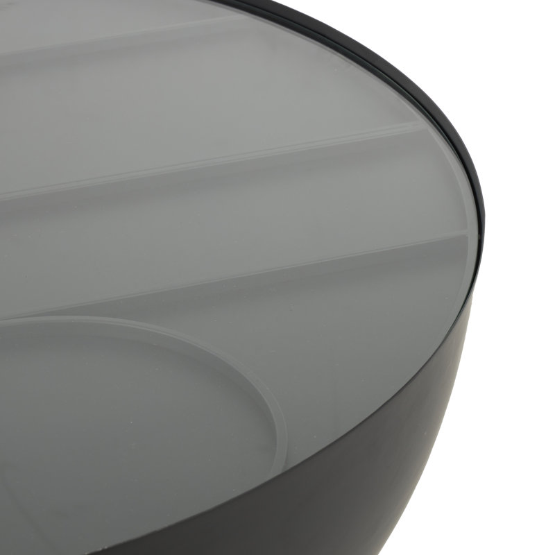 Cole And Grey Metal Geometric Living Room Coffee Table With Glass Tabletop And Elevated Base